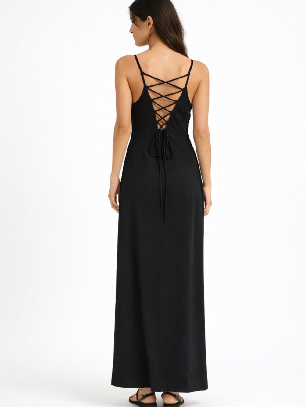 Formal Strappy  Black Maxi  Gown  Size 4